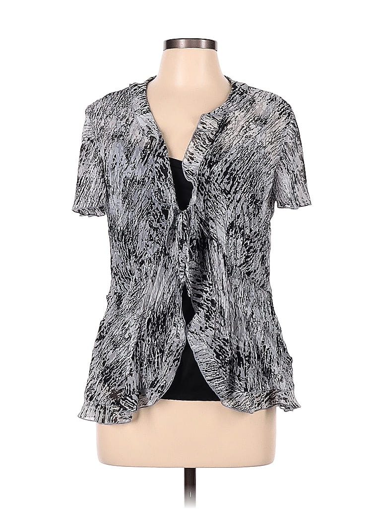 Pre-owned Dressbarn Short Sleeve Blouse In Silver