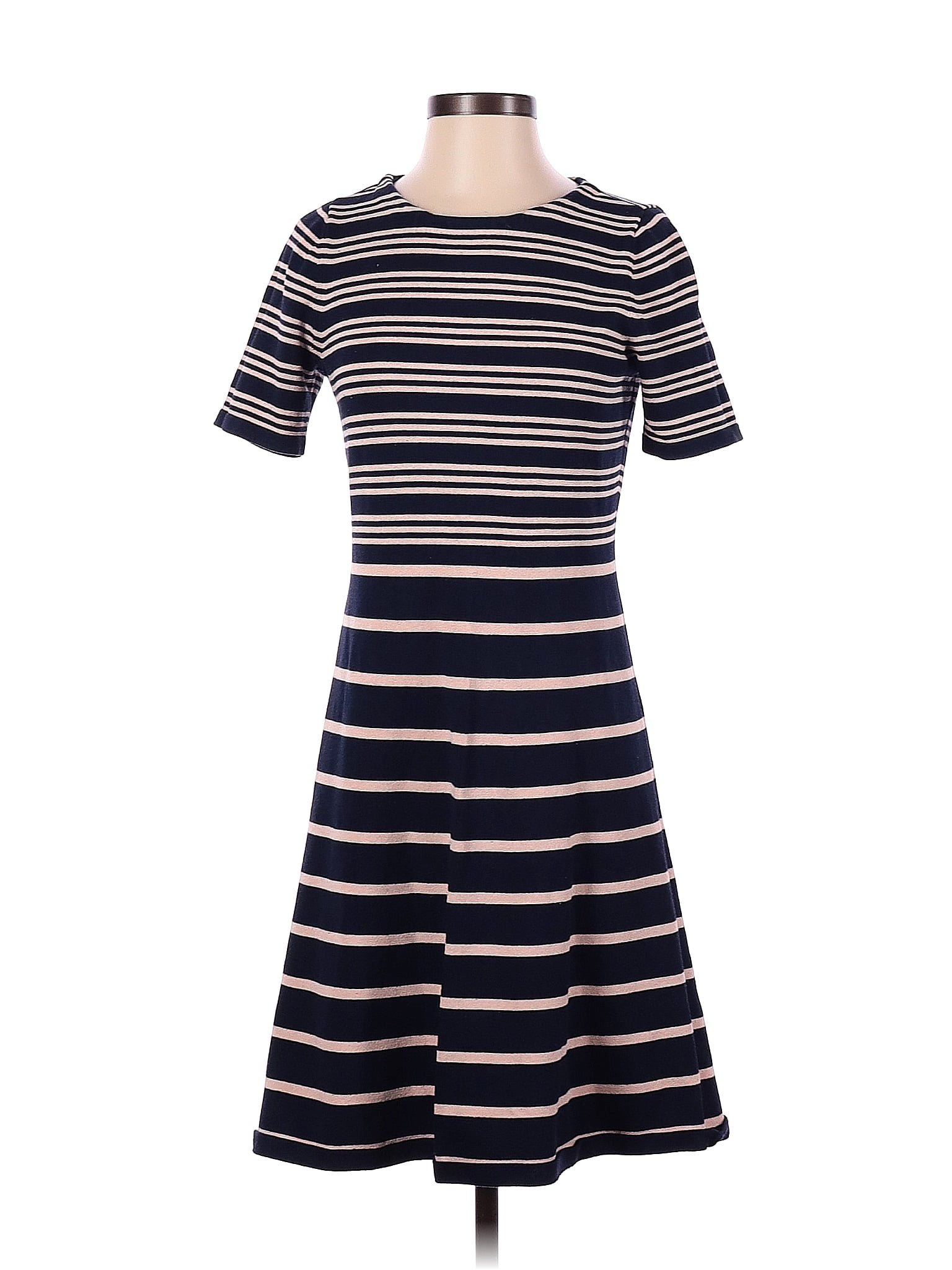 Ann Taylor Factory Color Block Stripes Multi Color Blue Casual Dress