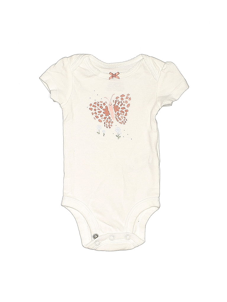 Carter's 100% Cotton Graphic Ivory Short Sleeve Onesie Size Newborn - photo 1