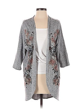 Live in the Moment Color Block Floral Gray Cardigan Size S - 59