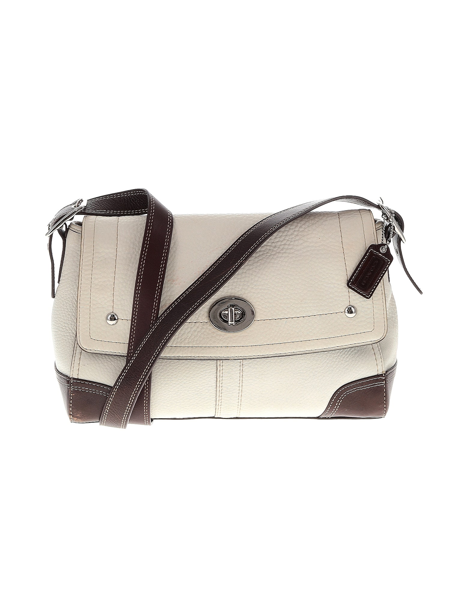 Coach Factory 100 Leather Color Block Solid Ivory White Leather