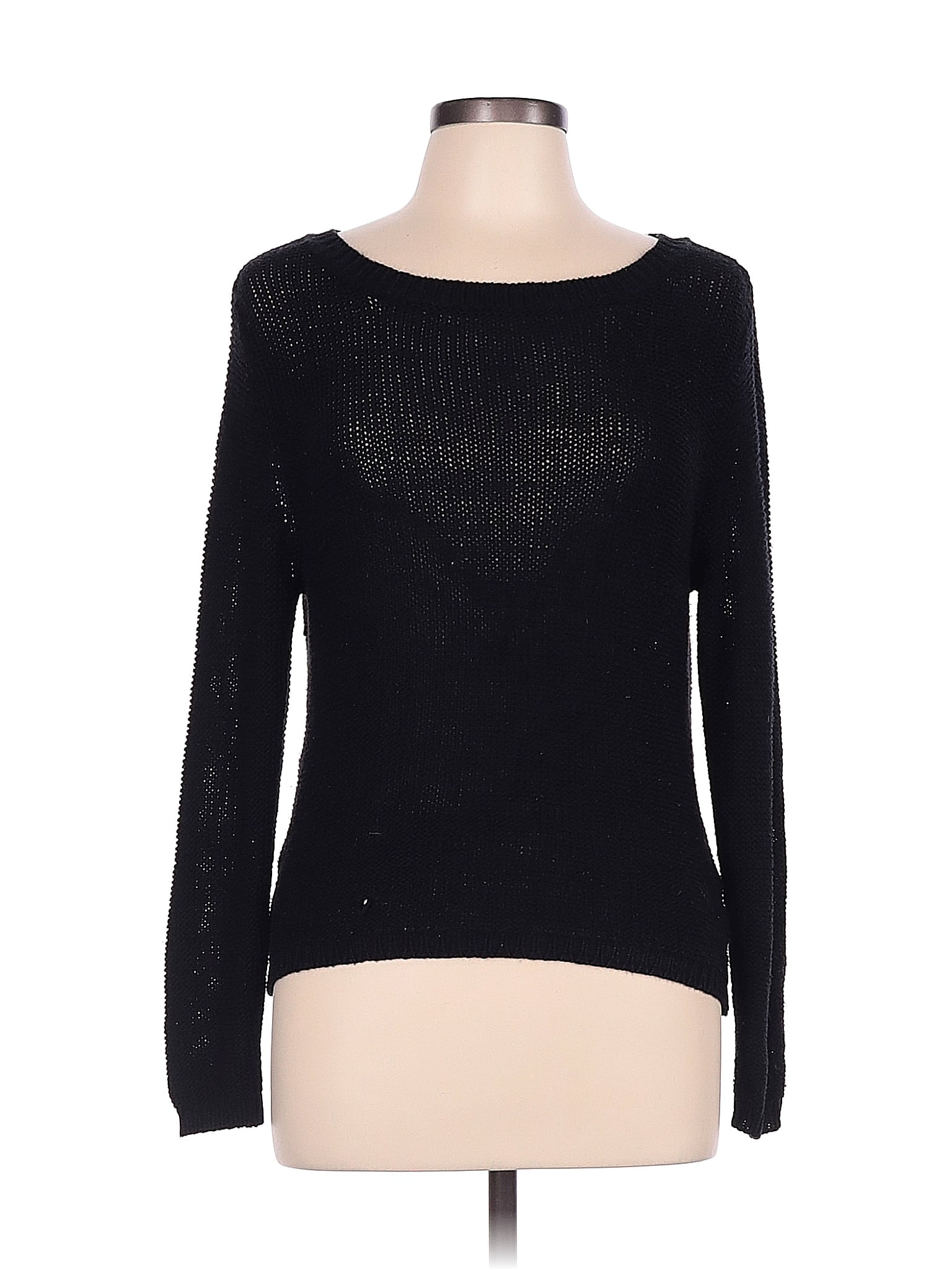 Sweet Rain 100% Acrylic Solid Black Pullover Sweater Size L - 82% off ...