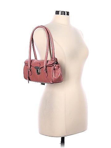 Rina Rich 100 Leather Solid Pink Leather Shoulder Bag One Size