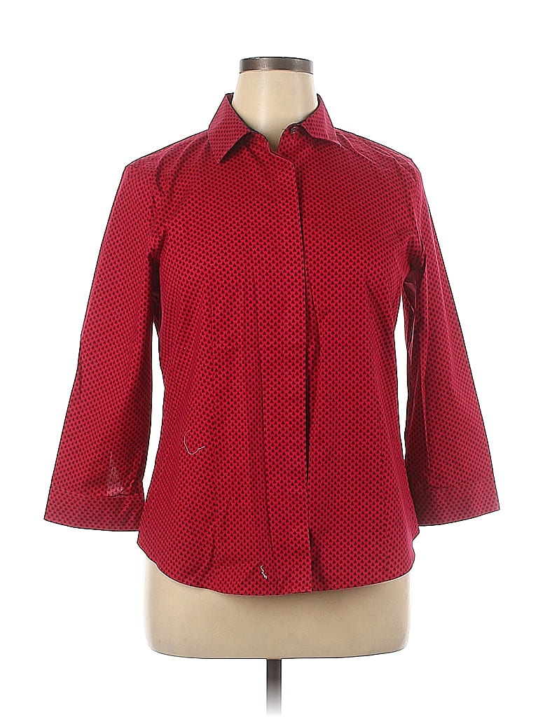 Cardigan Talbots Femme Taille L En Coton Rouge - À Boutons - Occasion Très Bon État (EUC)