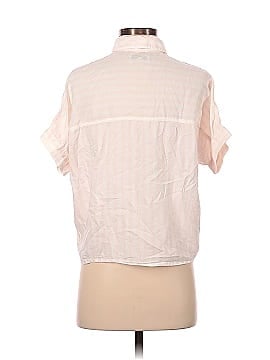 Madewell Short-Sleeve Tie-Front Shirt in Pink Stripe (view 2)