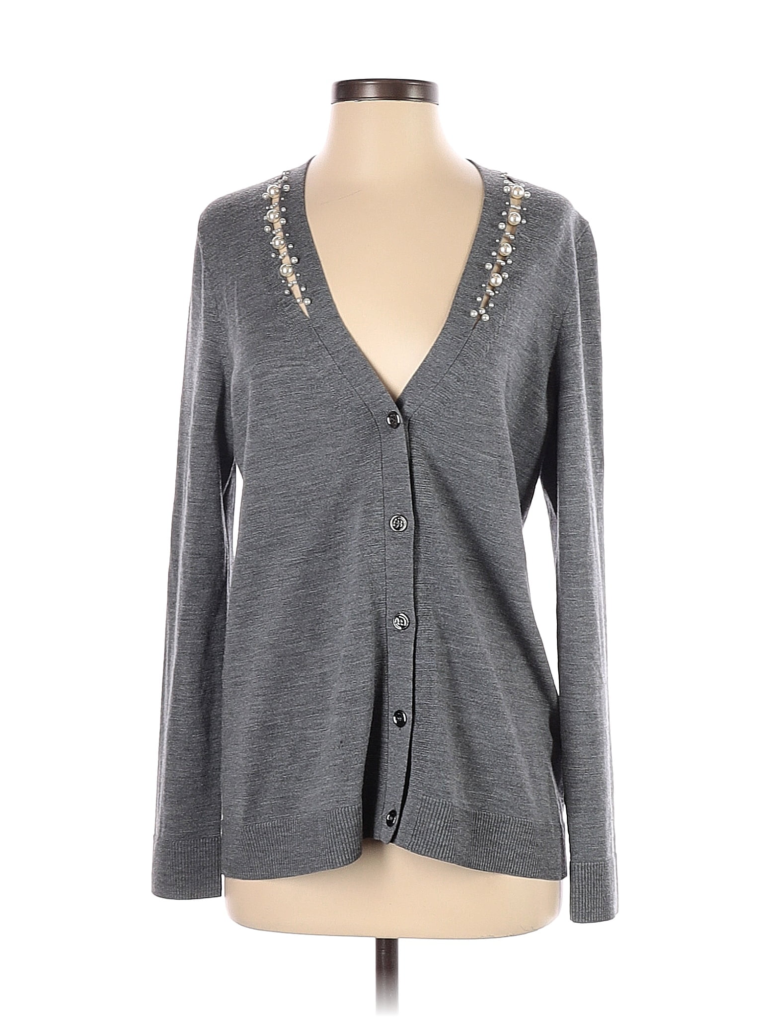 Elie Tahari 100% Merino Wool Color Block Gray Wool Cardigan Size S - 85 ...