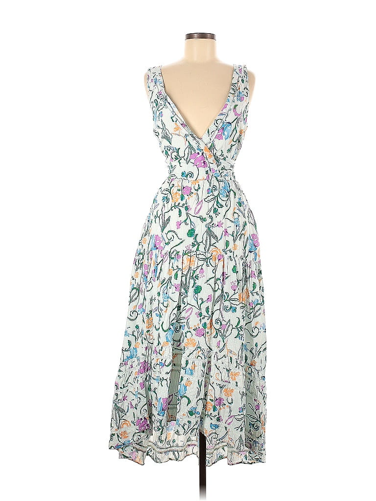 Tanya Taylor 100% Cotton Floral Multi Color White Neves Dress Size 8 ...