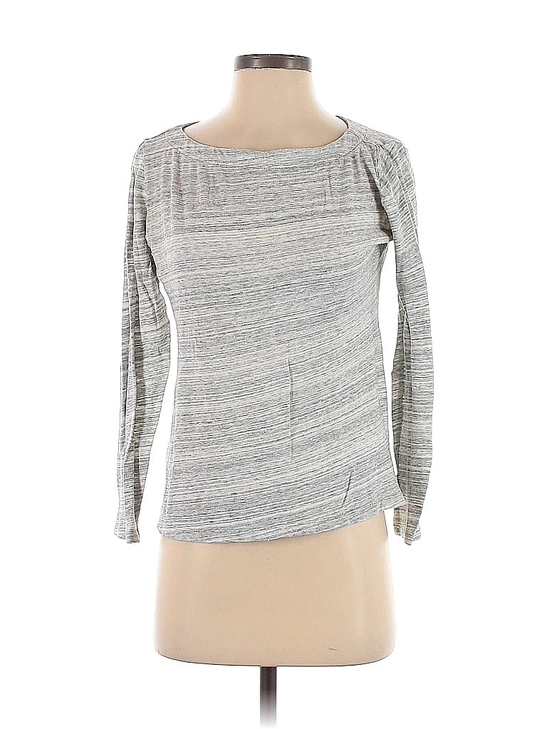 Ann Taylor LOFT 100% Cotton Marled Gray Long Sleeve Blouse Size S - photo 1