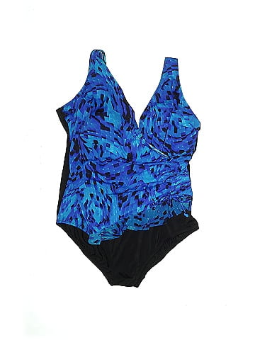 Great Lengths Swim Blue One Piece Swimsuit Size 18 Plus 36