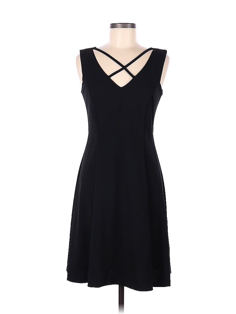 Connected Apparel Solid Black Casual Dress Size 6 - photo 1