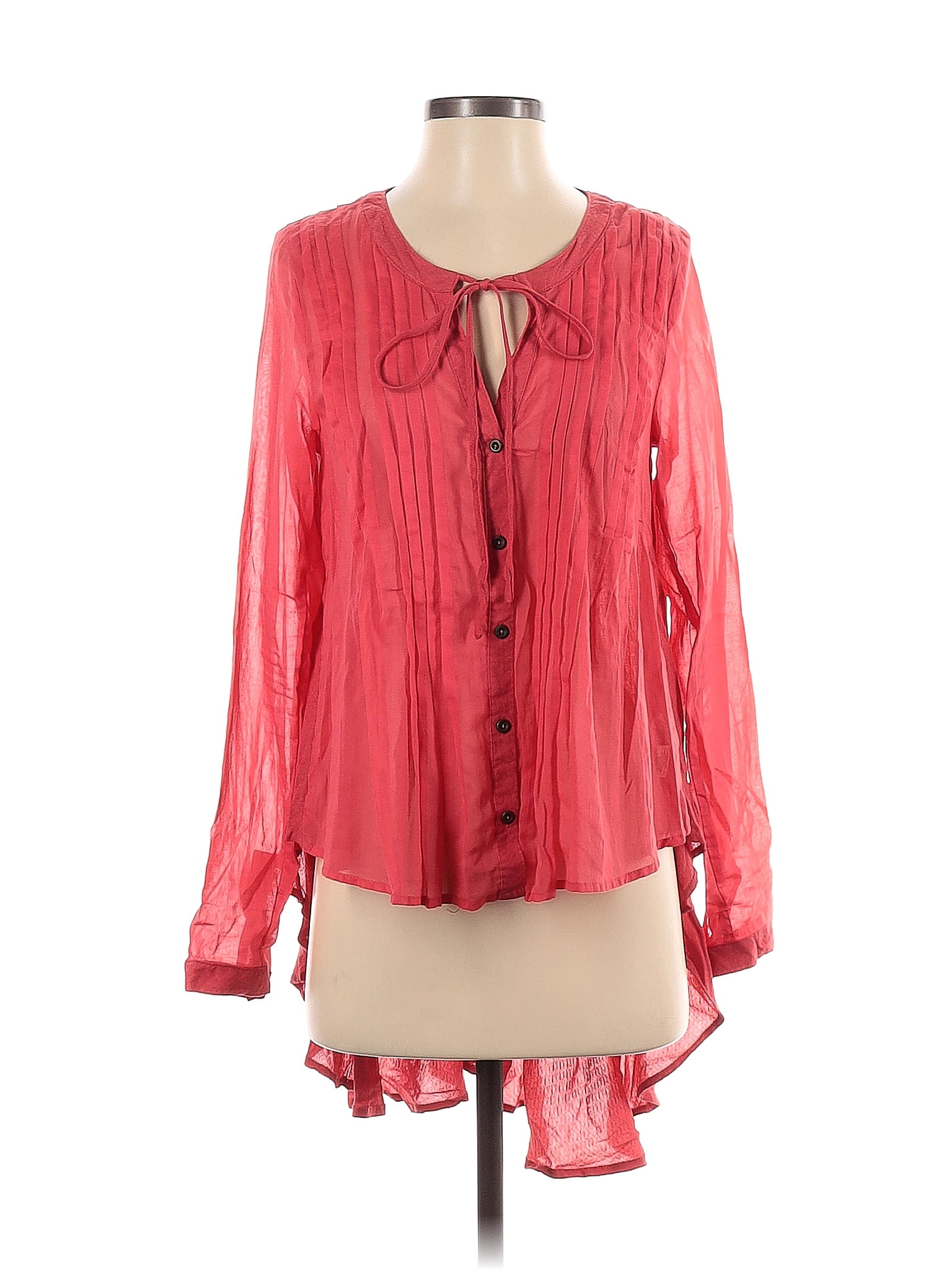 Free People 100% Cotton Red Long Sleeve Blouse Size XS - 83% off | ThredUp