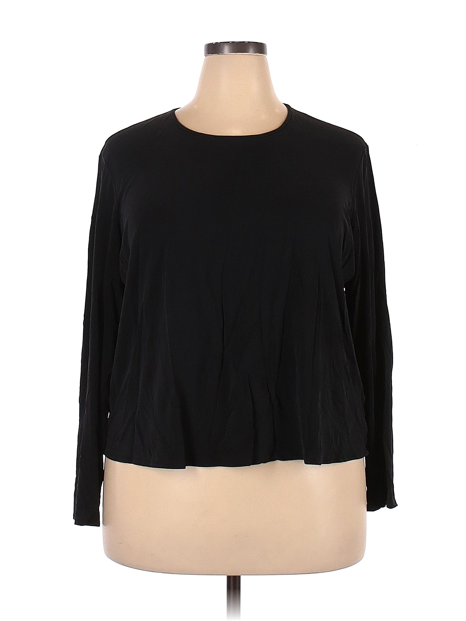 Eileen Fisher 100% Silk Black Long Sleeve Silk Top Size 2X (Plus) - 76% ...