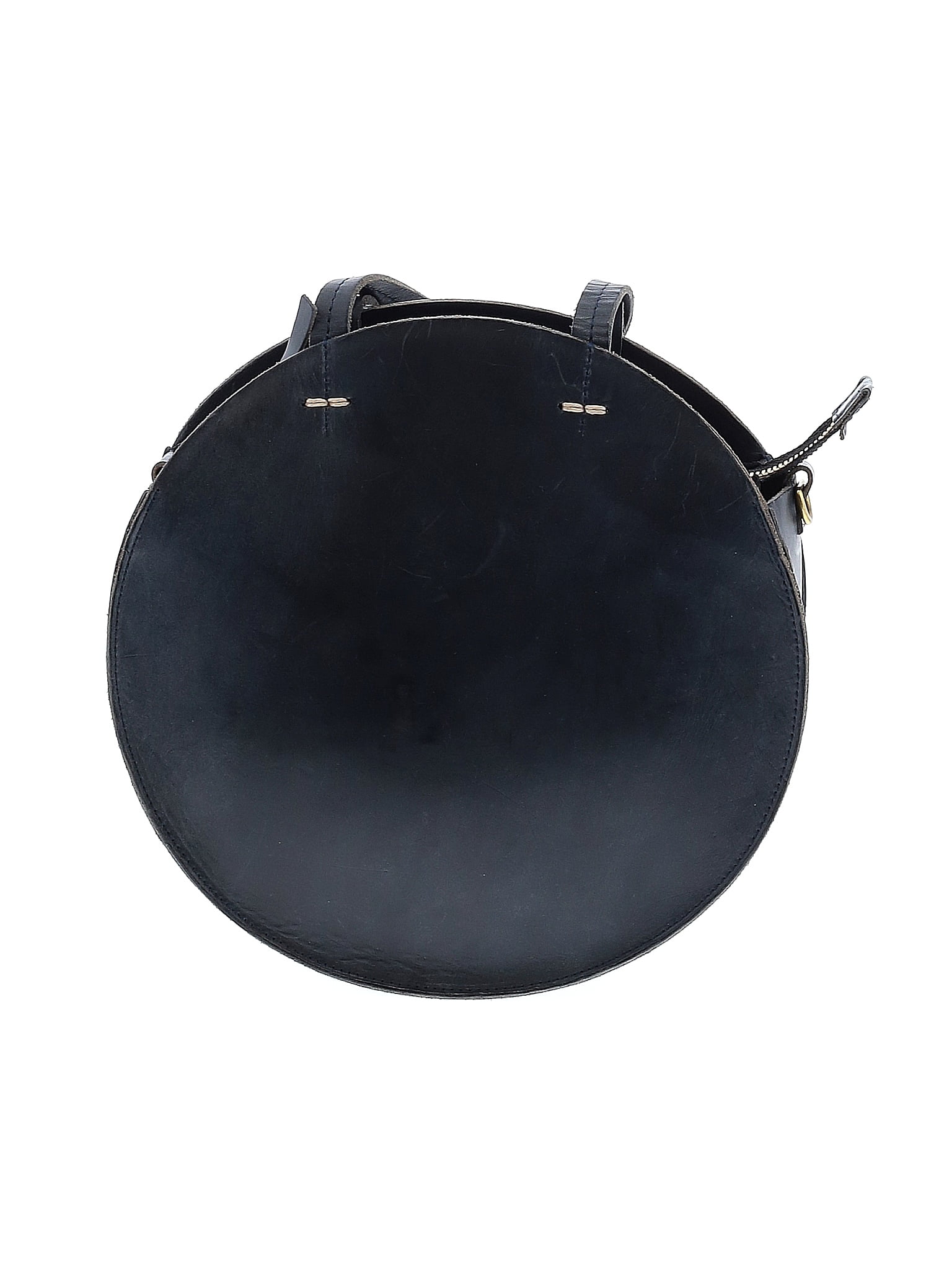 CLARE V ALISTAIR LARGE CIRCLE LEATHER BLACK BAG