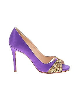 Christian Louboutin Satin Bedazzled Open Toe Heels (view 1)