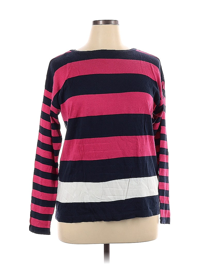 Jones New York Sport Color Block Stripes Blue Pullover Sweater Size XL - photo 1