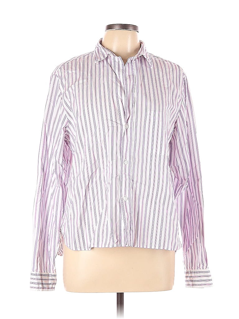 Frank & Eileen 100% Cotton Stripes Multi Color White Long Sleeve Button-Down Shirt Size L - photo 1