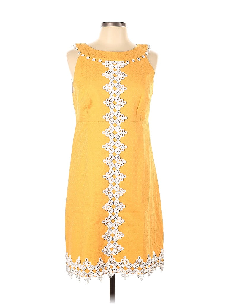 Lilly Pulitzer 100 Cotton Orange Yellow Casual Dress Size 10 61 Off