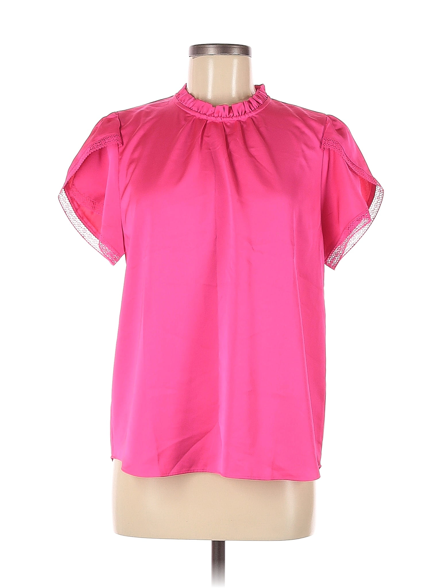 J Crew 100 Polyester Pink Short Sleeve Blouse Size M 68 Off Thredup