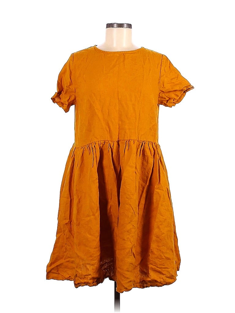 Assorted Brands 100% Linen Solid Orange Casual Dress Size M - 58% off ...