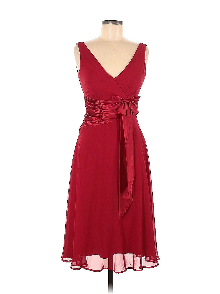 Connected Apparel 100 Polyester Solid Red Cocktail Dress Size 6 65