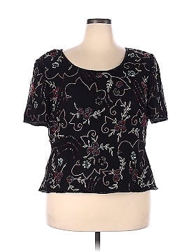 Papell Boutique Evening Short Sleeve Silk Top (view 1)