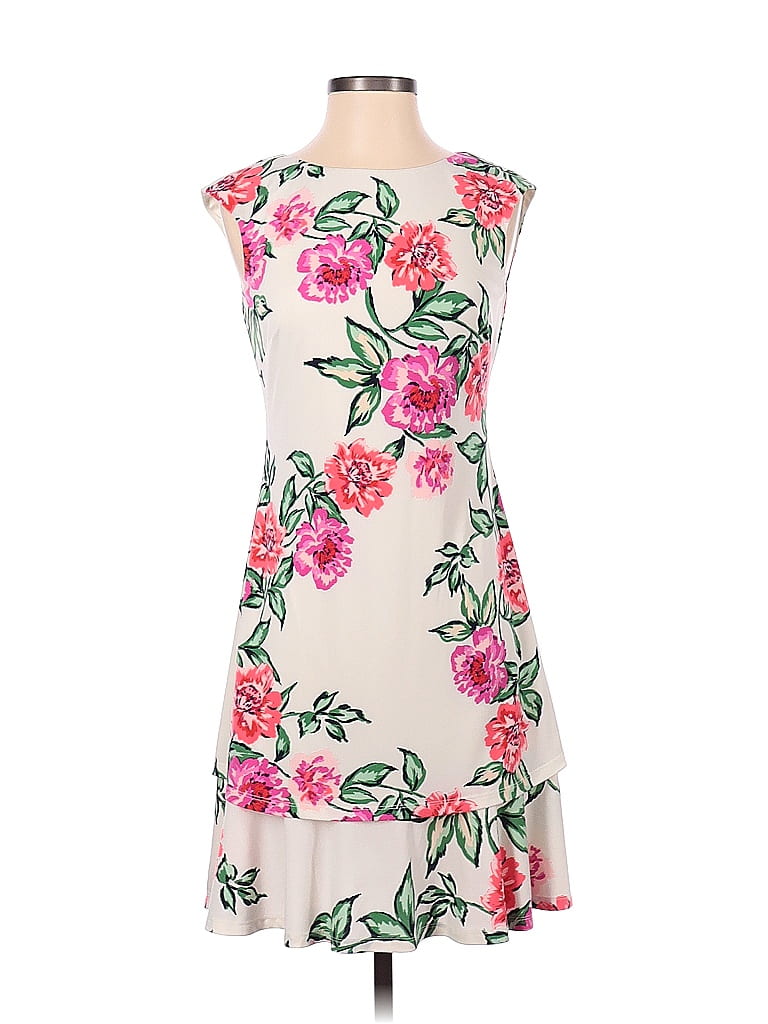 Eliza J Floral White Casual Dress Size 2 - 85% off | ThredUp