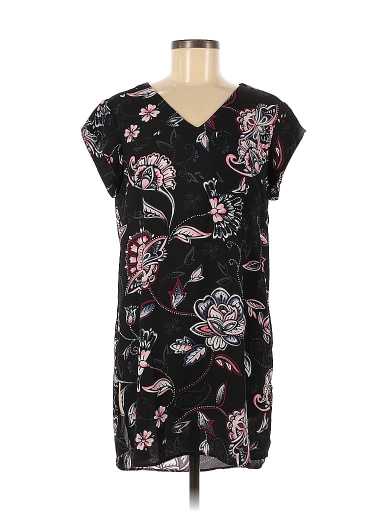 Reitmans 100% Polyester Floral Motif Paisley Batik Graphic Black Casual Dress Size M - photo 1