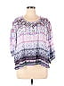 One World 100% Polyester Multi Color Purple Long Sleeve Top Size 1X (Plus) - photo 1