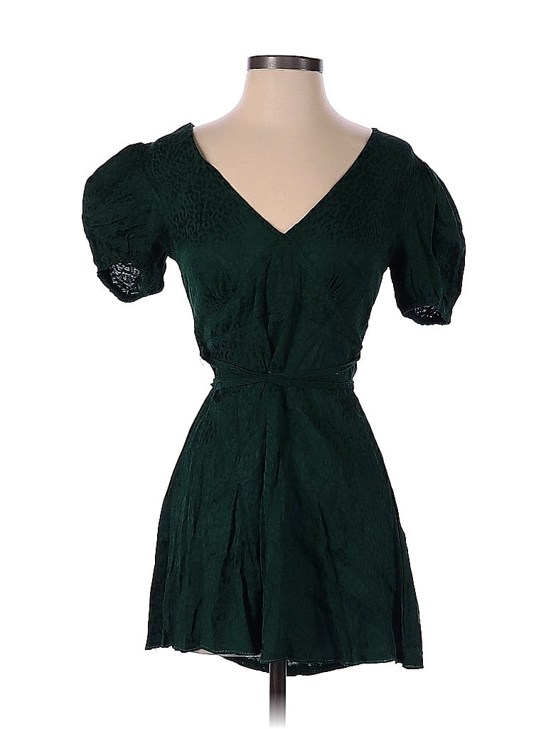 Motel 100% Viscose Solid Green Casual Dress Size XS - photo 1