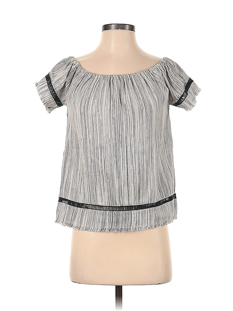 dRA Los Angeles 100% Cotton Gray Short Sleeve Blouse Size S - photo 1