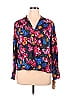 Halogen Floral Blue Long Sleeve Silk Top Size XL (petite) - photo 1