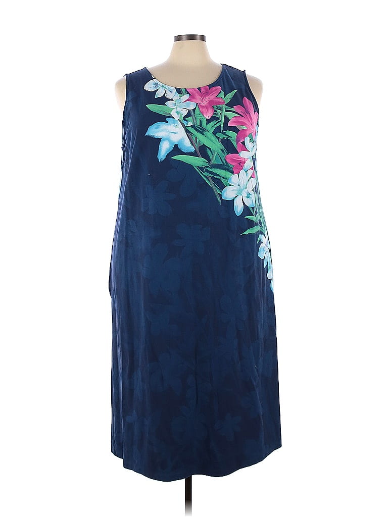 Quacker Factory Floral Blue Casual Dress Size 3X (Plus) - 50% off | thredUP