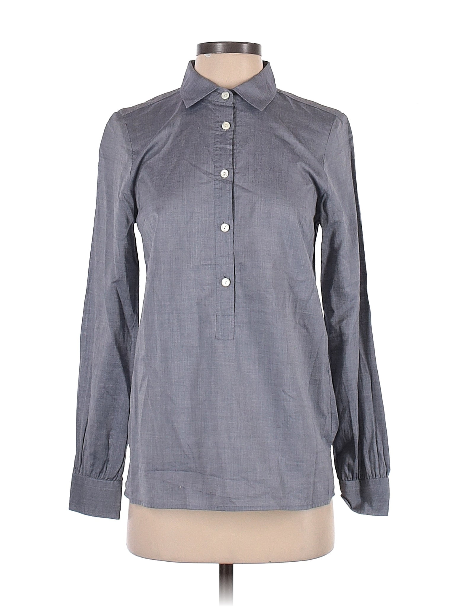 J.Crew 100% Cotton Checkered-gingham Gray Long Sleeve Button-Down Shirt ...