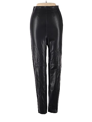 Zara 100% Polyester Solid Black Faux Leather Pants Size XS - 71
