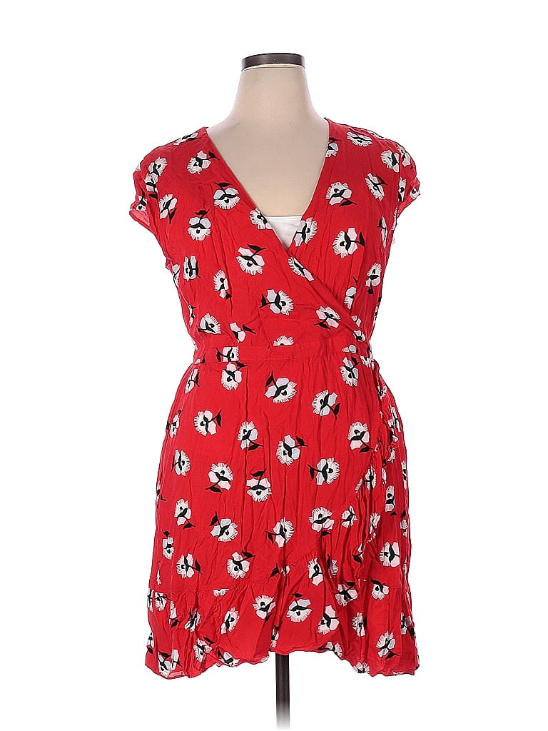 J.Crew 100% Viscose Floral Red Casual Dress Size 16 - 68% off | thredUP