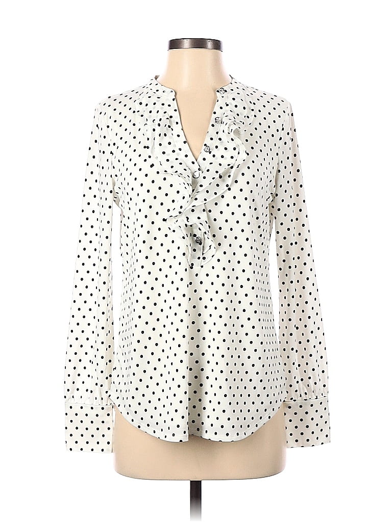 White House Black Market Polka Dots White Long Sleeve Top Size S - 72% ...