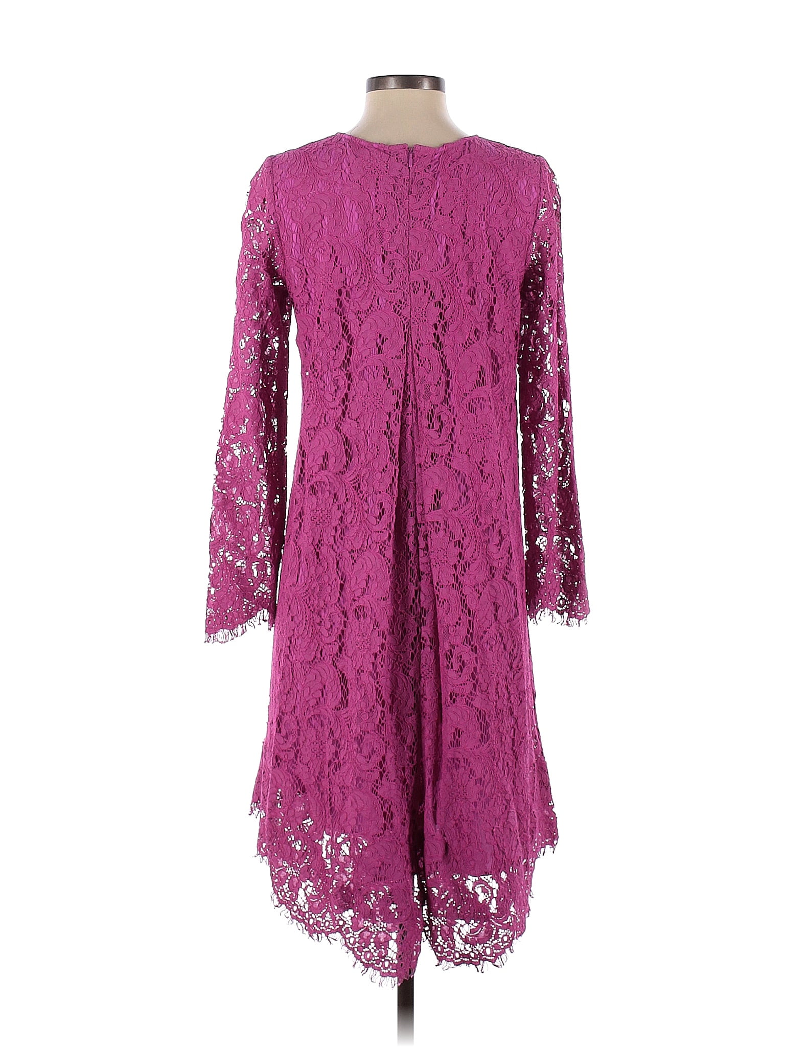 Adam Lippes Collective Solid Pink Long Sleeve Trapeze Dress Size 4