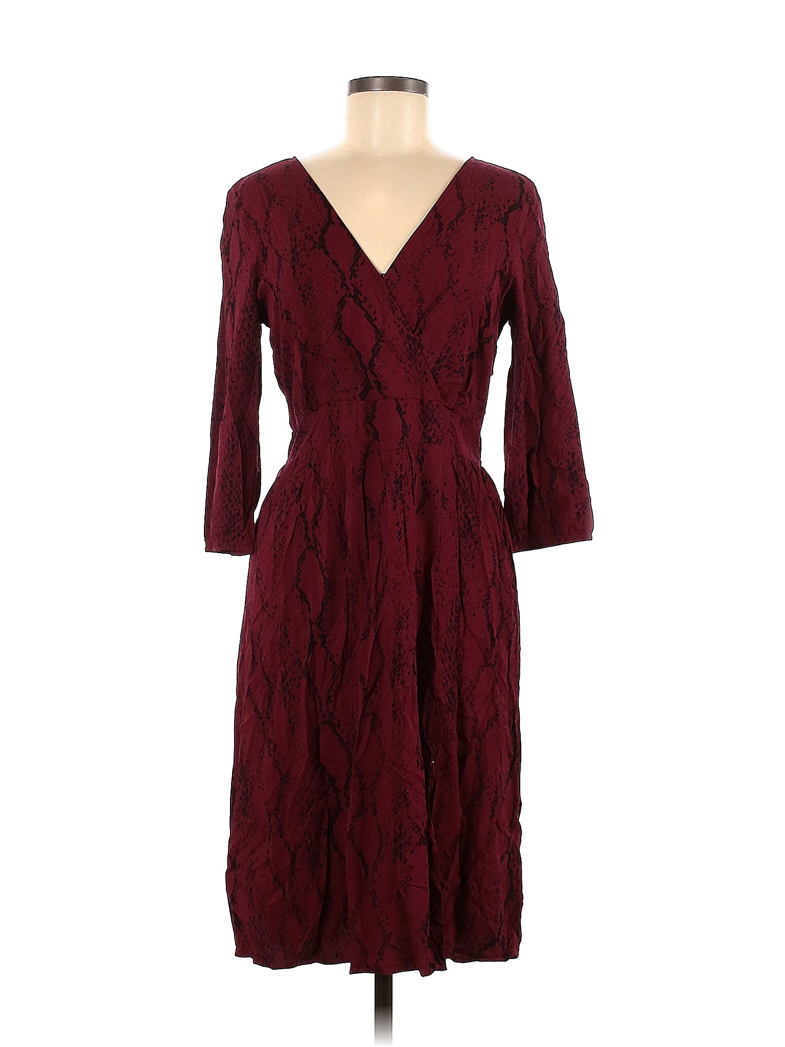 Express 100 Rayon Solid Maroon Burgundy Casual Dress Size M 77 off