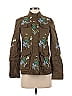Ann Taylor 100% Cotton Floral Floral Motif Tropical Green Denim Jacket Size XXS - photo 1