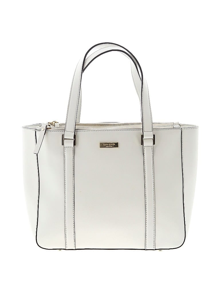 Kate Spade New York 100% Cow Leather Solid White Leather Tote One Size ...