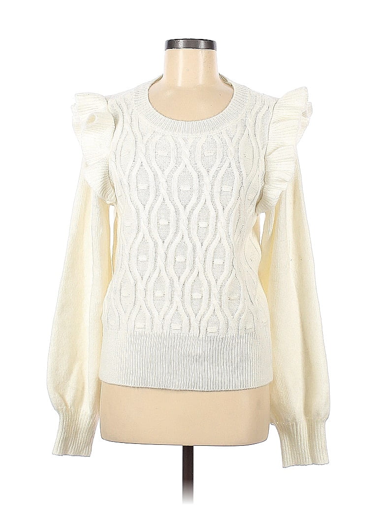 Design History Color Block Solid Ivory White Pullover Sweater Size M ...