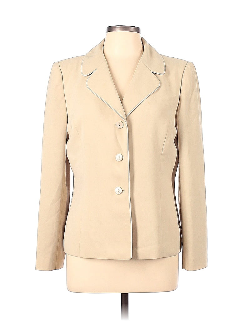 Jones Wear 100 Polyester Solid Tan Blazer Size 12 71 Off Thredup