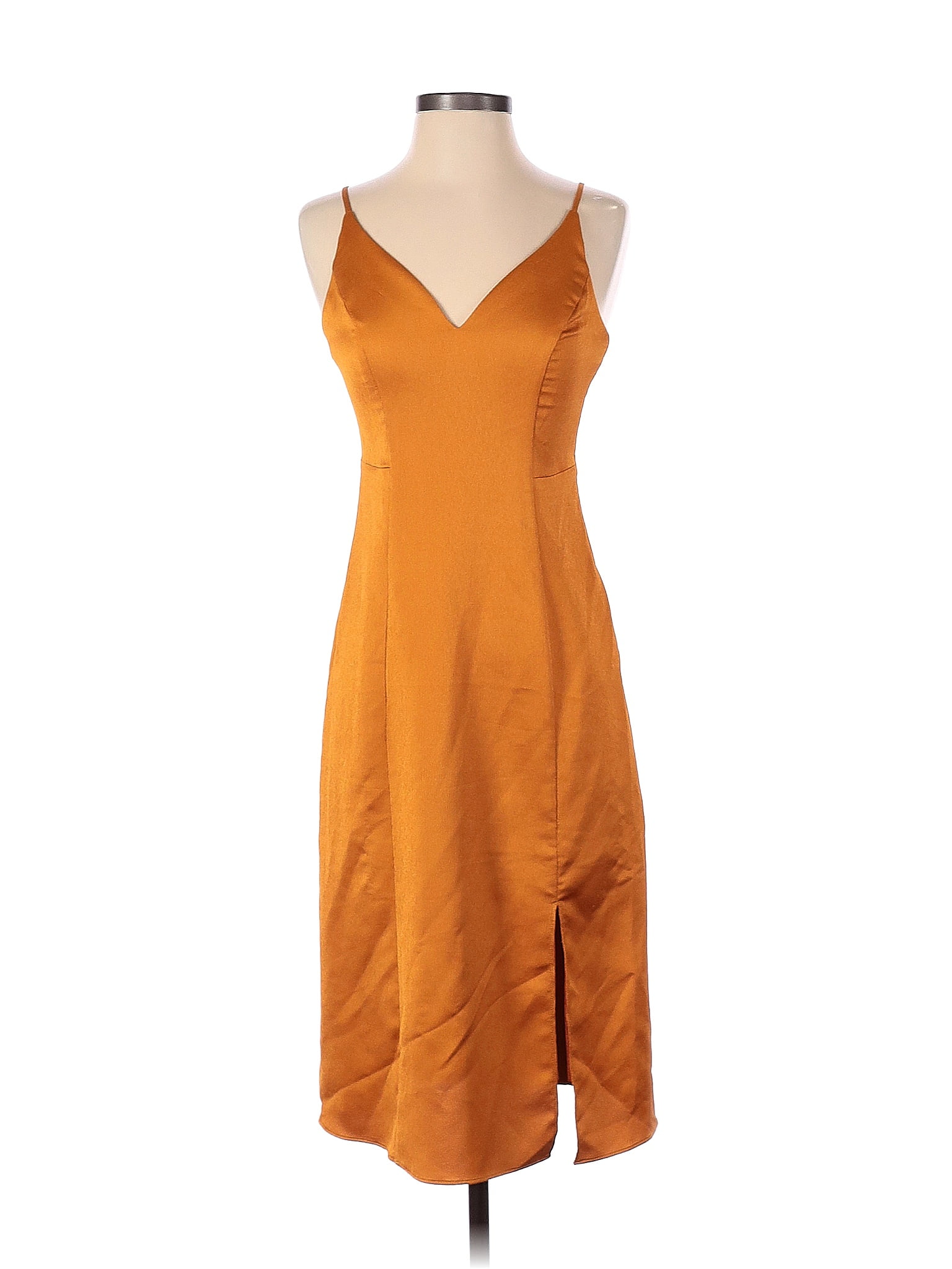 Express 100 Polyester Solid Orange Casual Dress Size S 69 off thredUP