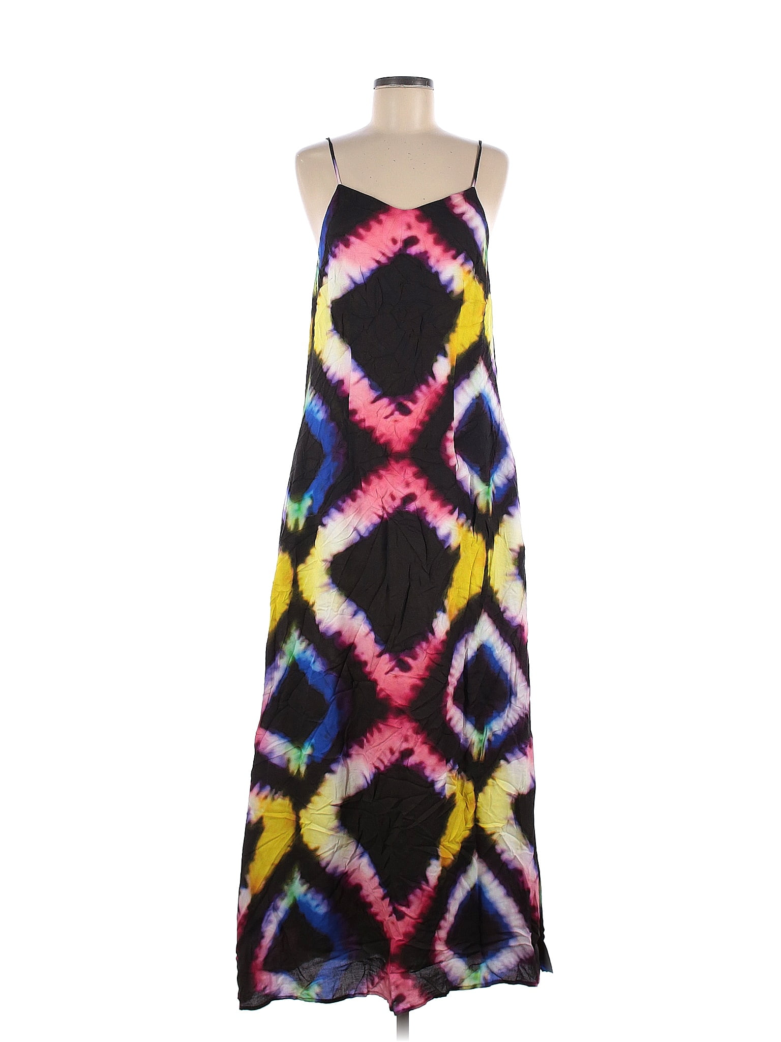 Busayo Collective 100% Viscose Multi Color Black Tie Dye Midi Size M ...