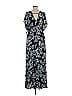 Thakoon Collective 100% Rayon Floral Multi Color Black Deep V Floral Maxi Size 6 - photo 2