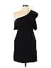 Slate & Willow Solid Black One Shoulder Ruffle Dress Size 10 - photo 1
