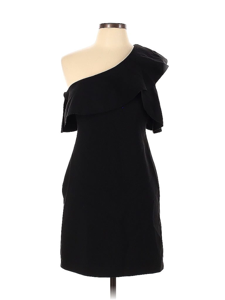 Slate & Willow Solid Black One Shoulder Ruffle Dress Size 10 - photo 1