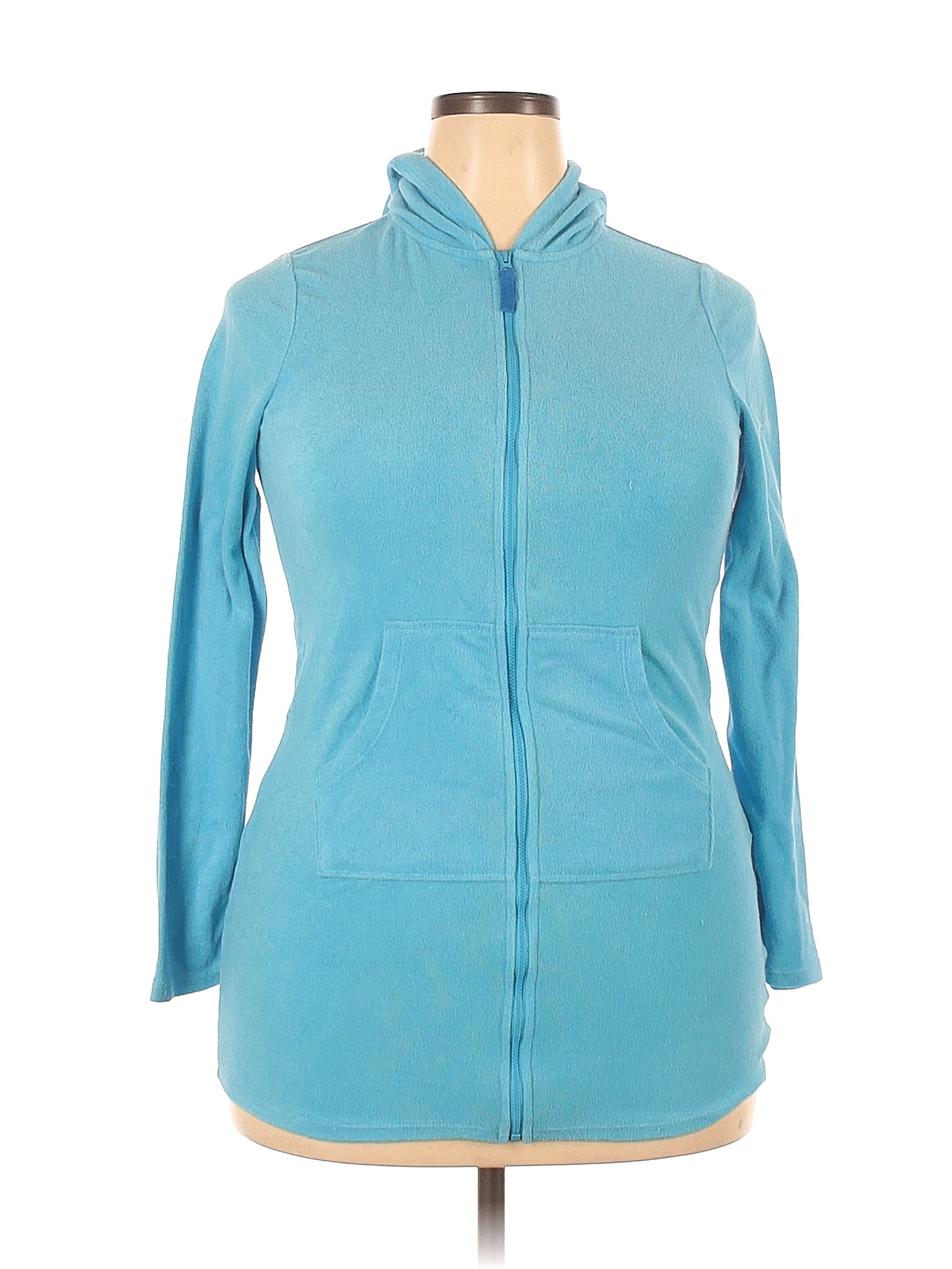 Lands' End Solid Blue Zip Up Hoodie Size XL 89 off thredUP