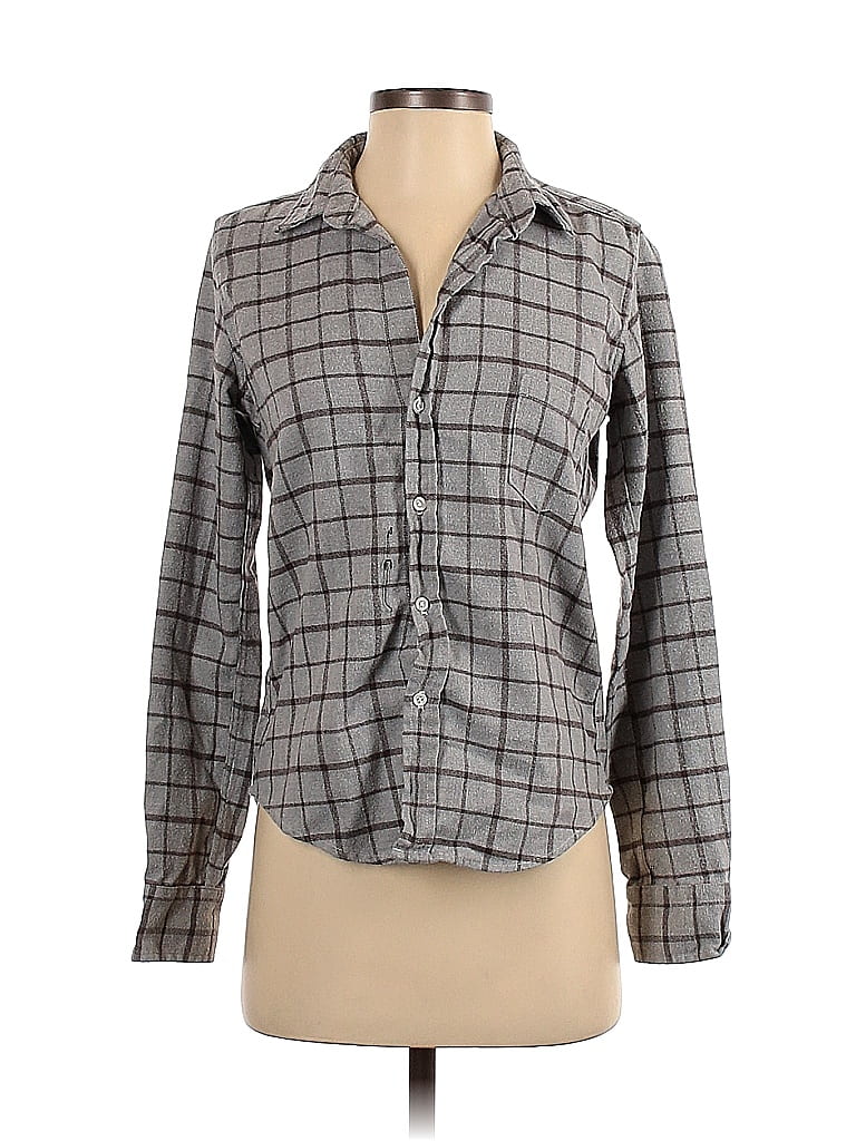 Frank & Eileen 100% Cotton Checkered-gingham Plaid Gray Long Sleeve Button-Down Shirt Size XS - photo 1