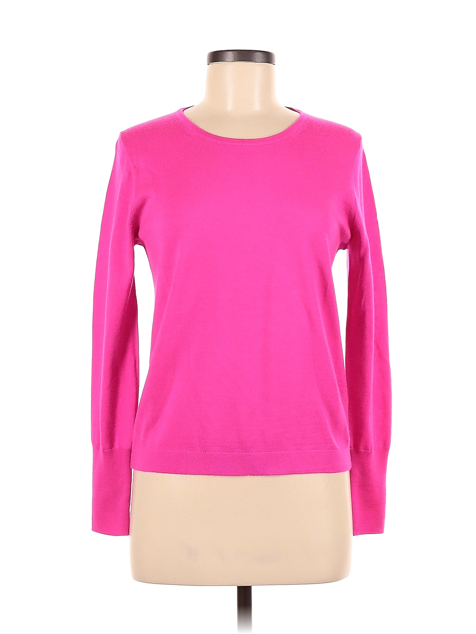 J.Crew 100 Merino Wool Color Block Solid Pink Wool Pullover Sweater
